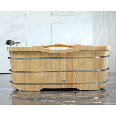 Alfi Brand AB1163 61" Free Standing Wood Bath with Cushion Headrest