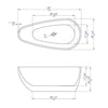 ALFI brand AB8861 59 Inch White Oval Acrylic Free Standing Soaking Bathtub