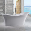 ALFI Brand AB9915 74" White Solid Surface Smooth Resin Soaking Slipper Bathtub