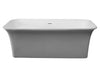 ALFI Brand AB9942 67" White Rectangular Solid Surface Smooth Resin Soaking Bathtub Side View in White Background