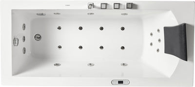 EAGO AM154ETL-L6 6 ft Acrylic White Rectangular Whirlpool Tub With Fixtures Top View in White Background