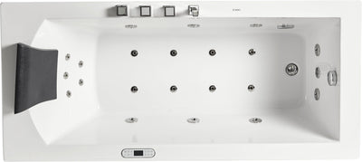 EAGO AM154ETL-R6 6 ft Acrylic White Rectangular Whirlpool Tub With Fixtures Top View in White Background