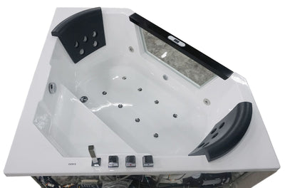 EAGO AM156ETL 5 ft Clear Corner Acrylic Whirlpool Bathtub for Two Top picture in white background