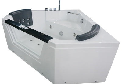 EAGO AM156ETL 5 ft Clear Corner Acrylic Whirlpool Bathtub for Two side view