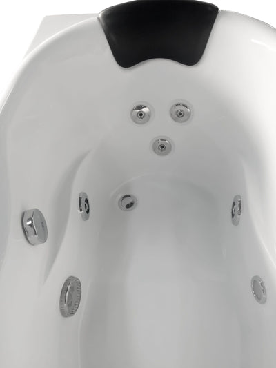 EAGO AM175-L 57'' White Acrylic Corner Jetted Whirlpool Bathtub W/ Fixtures Head Rest View