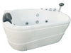 EAGO AM175-R 57'' White Acrylic Corner Jetted Whirlpool Bathtub W/ Fixtures Front View White Background