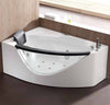 EAGO AM198-R 5' Right Drain Rounded Clear Modern Corner Whirlpool Freestanding Bathtubs Front View in Bathroom