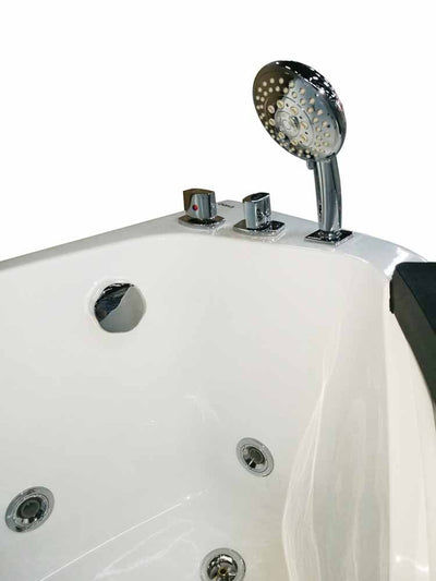 EAGO AM198ETL-R 5' Right Drain Rounded Clear Modern Corner Whirlpool Bathtub Faucet View