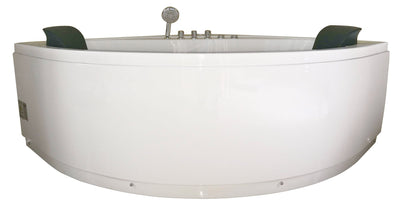 EAGO AM200 5' Rounded Modern Double Seat Corner Whirlpool Bath Tub with Fixtures Side View White Background