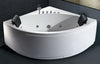 EAGO AM200 5' Rounded Modern Double Seat Corner Whirlpool Bath Tub with Fixtures Front View in Bathroom