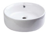 EAGO BA129 16'' Above Mount White Round Porcelain Bathroom Sink With Overflow