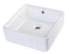 EAGO BA130 15'' White Modern Square Porcelain Bathroom Sink With Overflow