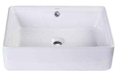 EAGO BA131 20" White Rectangular Porcelain Bathroom Sink With Overflow