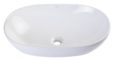 EAGO BA352 23'' White Oval Porcelain Bathroom Sink Basin Without Overflow