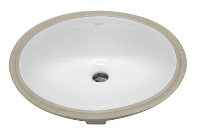 EAGO BC224 White Ceramic 18"X15" Undermount Oval Bathroom Sink
