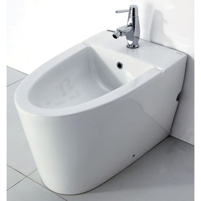 EAGO JA3400 Modern White Ceramic Bathroom Bidet with Elongated Seat