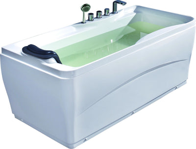 EAGO LK1102-R White Acrylic 63" Soaking Tub with Fixtures