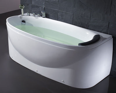 EAGO LK1104-L Acrylic White 6' Soaking Tub with Fixtures And Left Drain