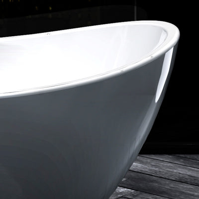 A & E Bath and Shower Turin Acrylic 69" All-in-One Oval Freestanding Tub Kit Freestanding Clawfoot Bathtubs Right Side Edge View